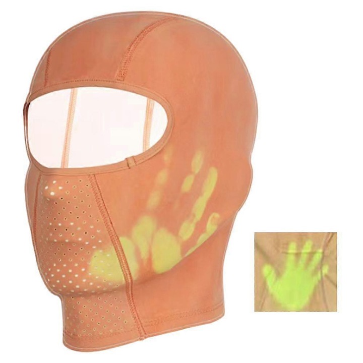 Hőre változó színű balaclava, poliészter, 28x21cm, narancssárga-sárga