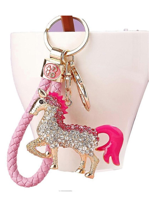 Breloc ponei roz inchis 11x5.3x6.5cm set 1 buc
