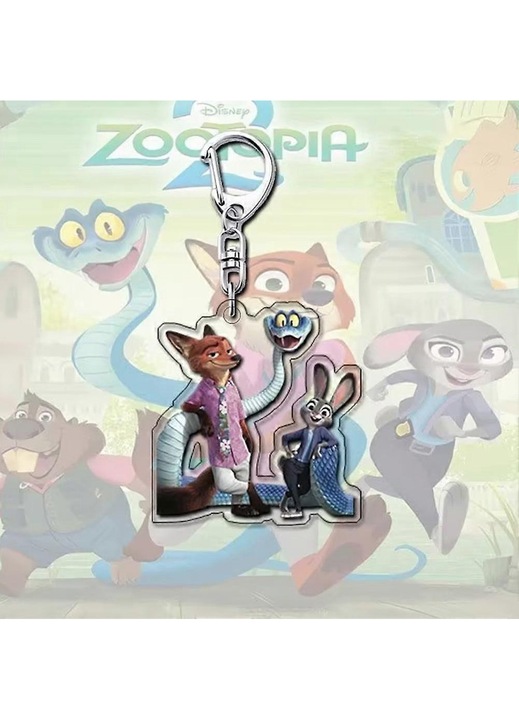 Zootopia Nick és Judy akril kulcstartó, egyedi, többszínű