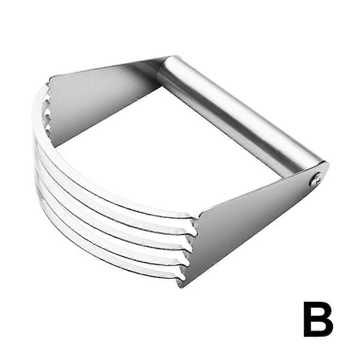 Tészta keverő/törő, 100% professzionális rozsdamentes acél, több fogazott penge, ergonomikus fogantyú, ezüst, 1 db