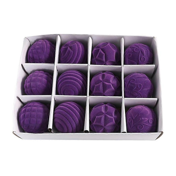 Globuri de Craciun catifea 12 culori 6cm set 12 buc