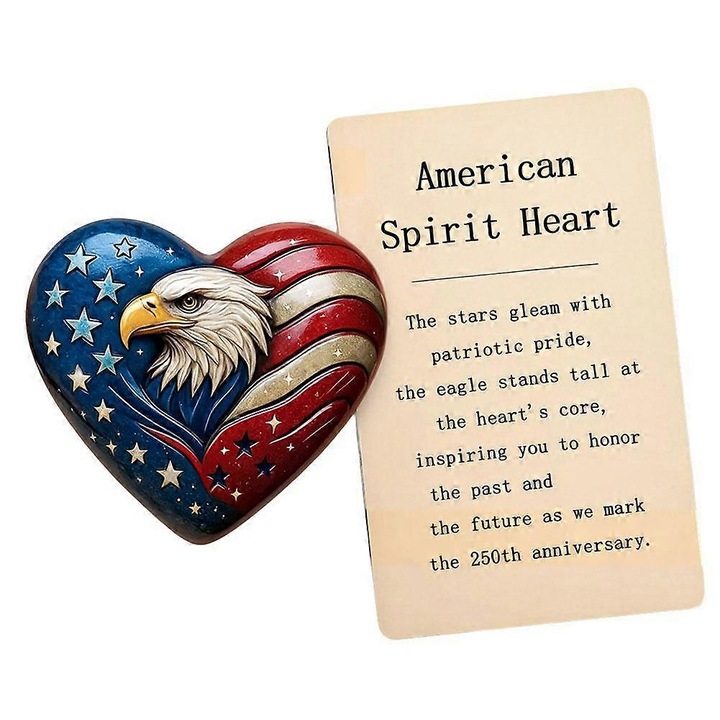 Възпоменателно акрилно сърце, сувенир American Spirit Heart за отбелязване на 250 години, от здрав акрил, с дизайн на орел и американско знаме, включва картичка и подаръчна торбичка, многоцветно, 1 бр