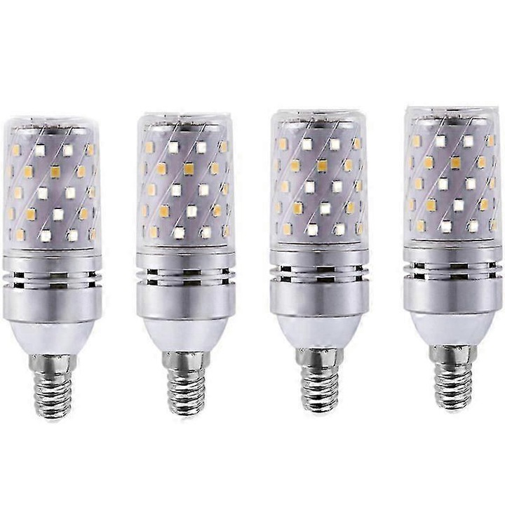 Set 4 becuri LED E14 E27, 12W, alb rece, alb cald, 360°, 1100lm