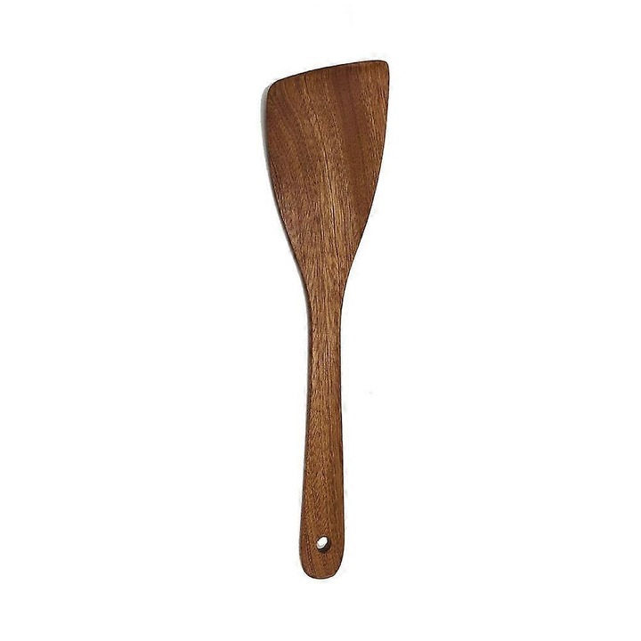 Set ustensile bucatarie, spatule si lingura curbata, maro, 21x7.6cm-38.2x9.5cm