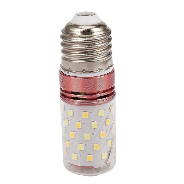 LED Izzó E27, 12W, 3 szín, fém, 3.2x3.2x9.8cm