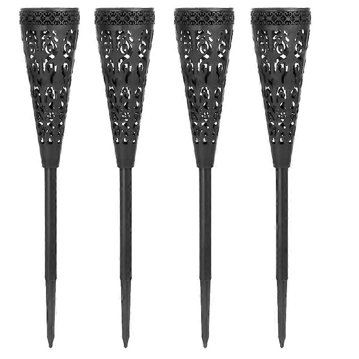 Set 4 lampi solare pentru gradina, negru, 41.5x7cm, rezistent la apa IP65