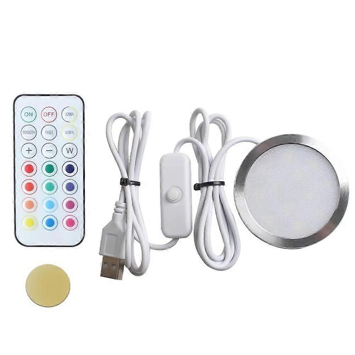 RGB LED világítás készlet távirányítóval, fehér, műanyag fém, 3D nyomtatás