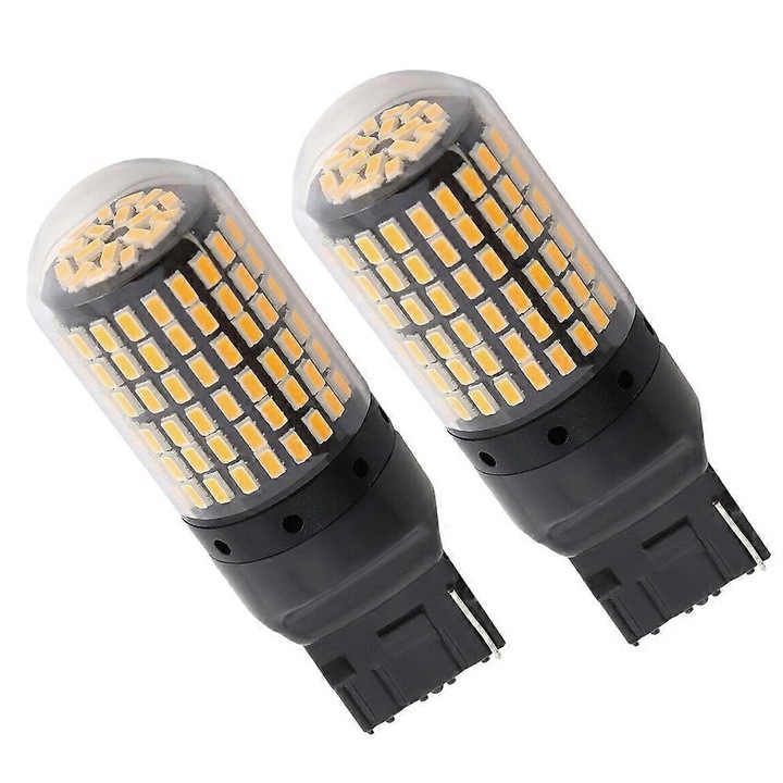 Комплект 2 LED крушки Canbus 7440 Amber 4800K 12-30V 50K часа Алуминий Черен