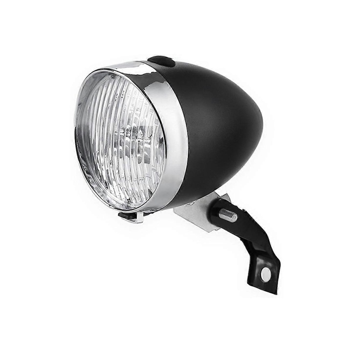Lumina bicicletă retro 3 LED negru 7x9.5cm set