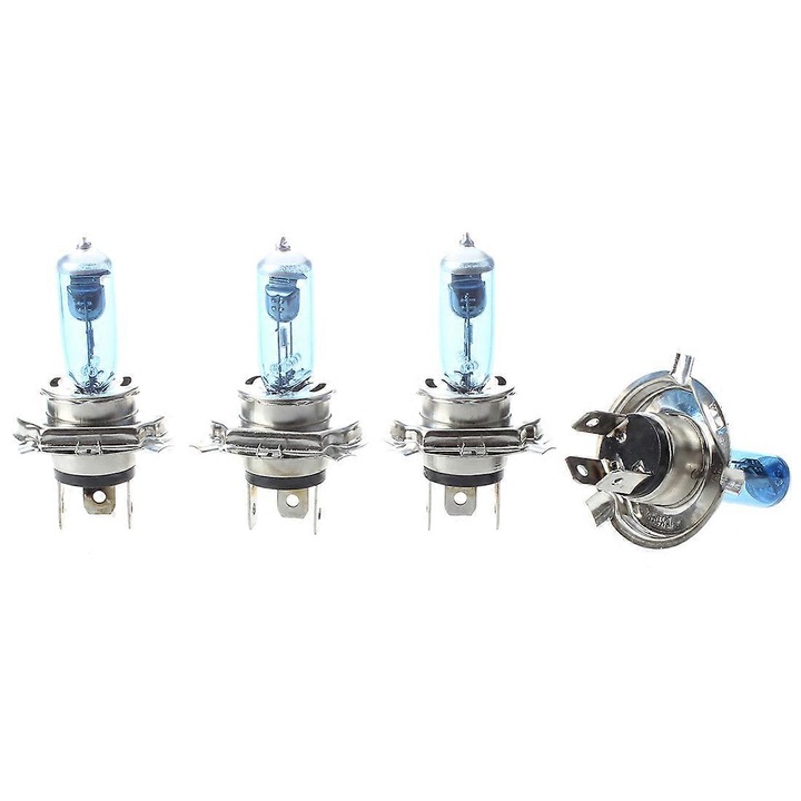 Комплект 4 Автомобилни Халогенни Крушки H4 Бяла 12V 100W 5000K