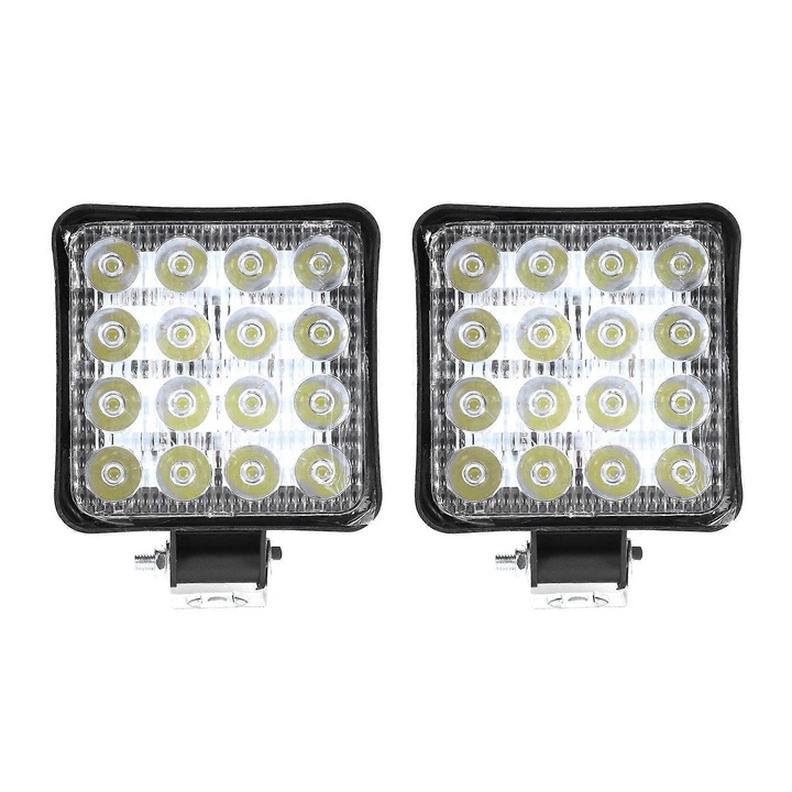 2 db LED munkalámpa készlet 48W 6000K fehér 10-30V 16x3W 3120lm 12x7cm