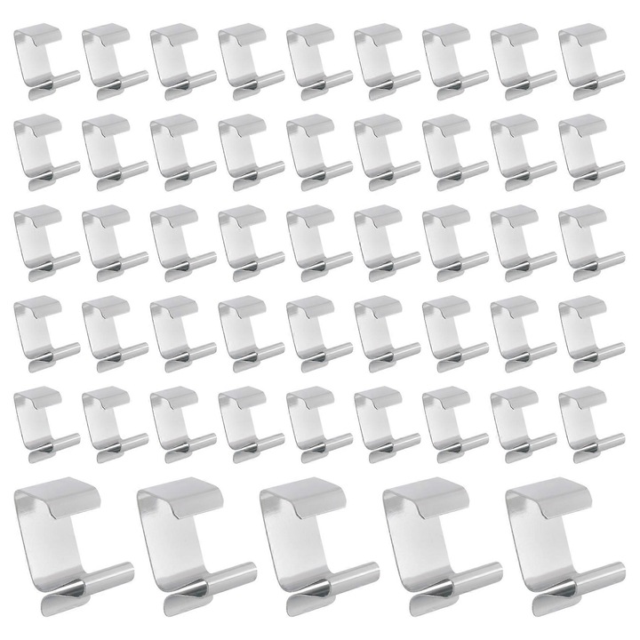 50 db klipsz karácsonyi fényekhez, mangánacél, ezüst, 24x15mm
