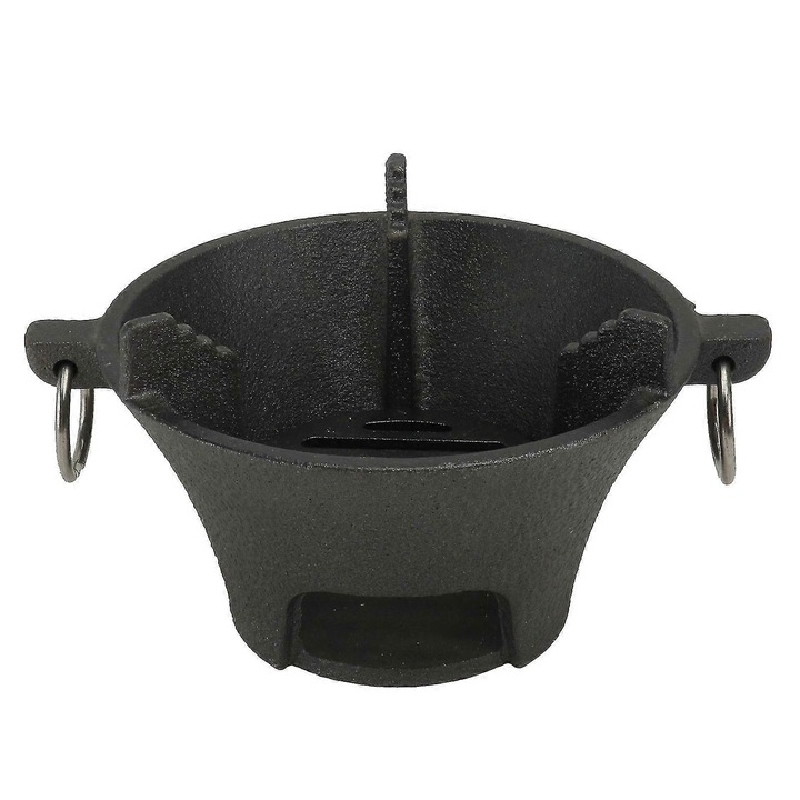 Kemping grill égő, kerek, fekete vas, 16x16x10.7cm, 1 db-os szett