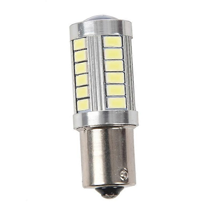 Bec auto LED 1156 P21W 33 LED fehér ezüst 18.5mm 12V