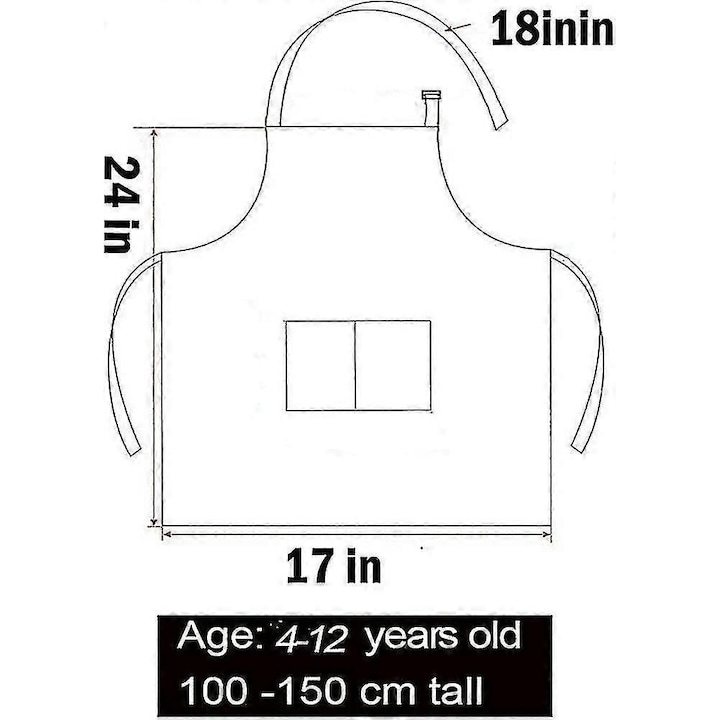 Set 5 piese sort si sapca bucatar copii poliester alb 43.5x64cm