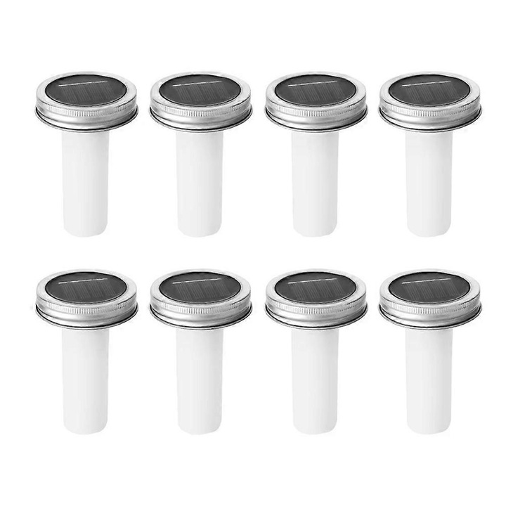 Set 8 lumini solare pentru borcane, alb cald, IP65, 2V 80MA, 7x7cm