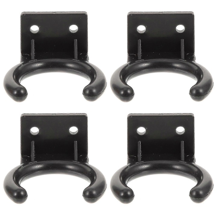 Set 4 Suporturi Microfon Perete Plastic Negru 5x5x2.8cm