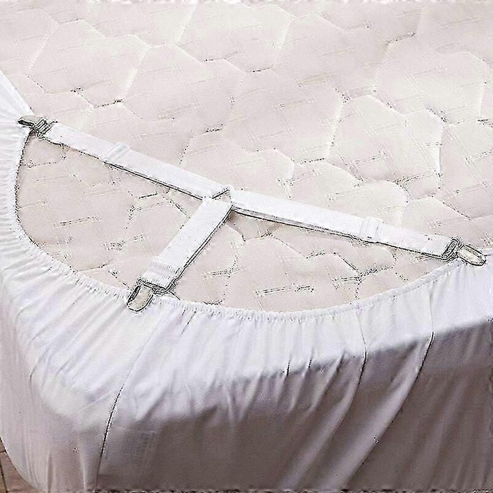 Set 4 benzi elastice pentru cearsaf, alb, 25x20-50cm