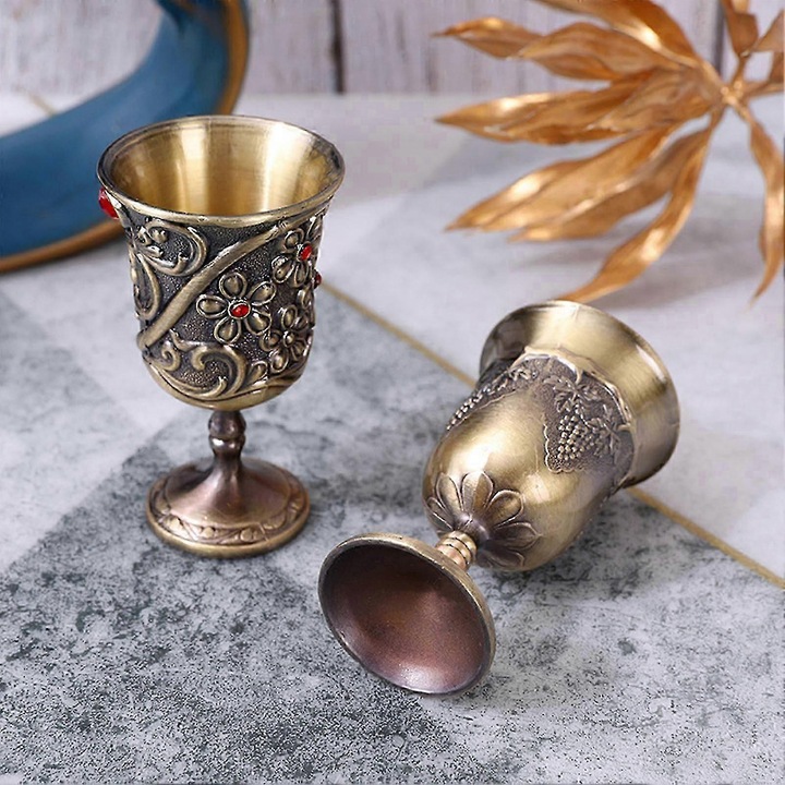Pahar goblet, zinc, design medieval, bronz, 7x4cm
