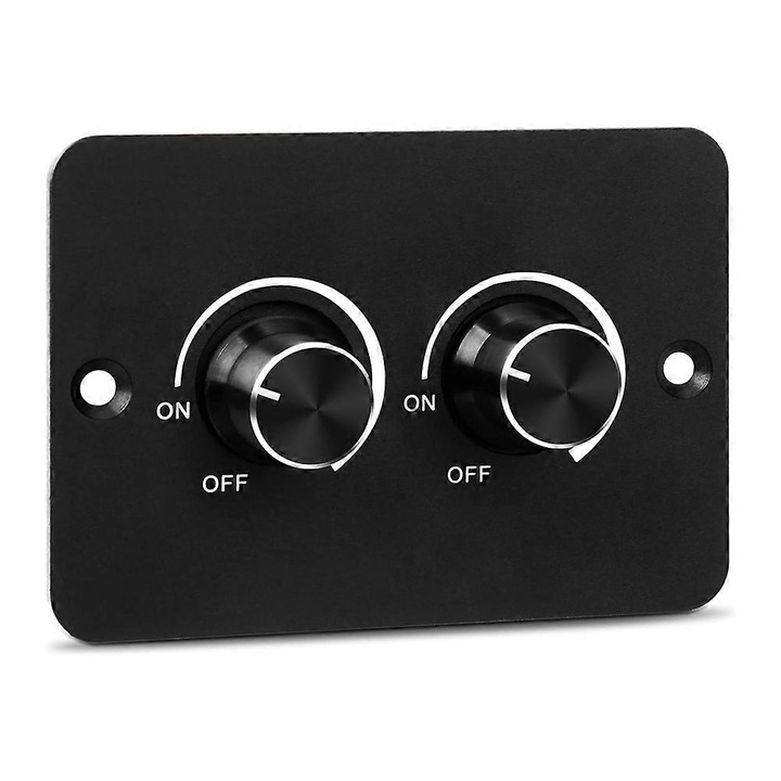 LED dimmer kapcsoló 12V, 2 csatornás, fém, fekete, kompakt