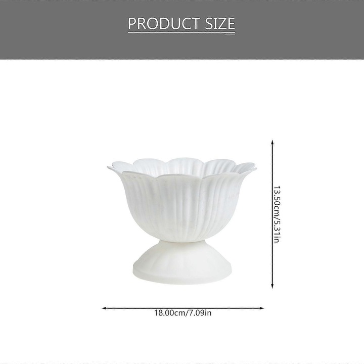 Ghiveci pentru plante, material PP, rezistent, decorativ, alb, 1 buc