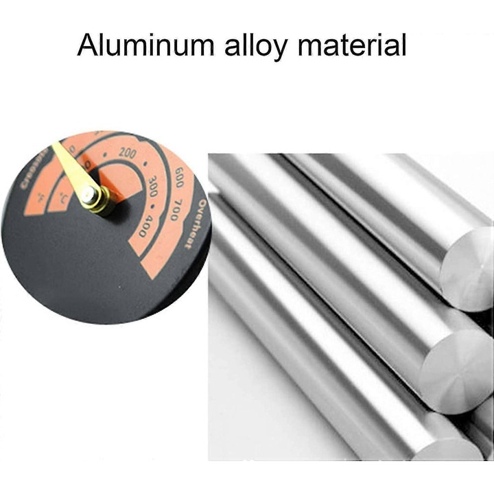 Termometru soba lemne magnetic, aluminiu, 100-900°C, 7x7cm