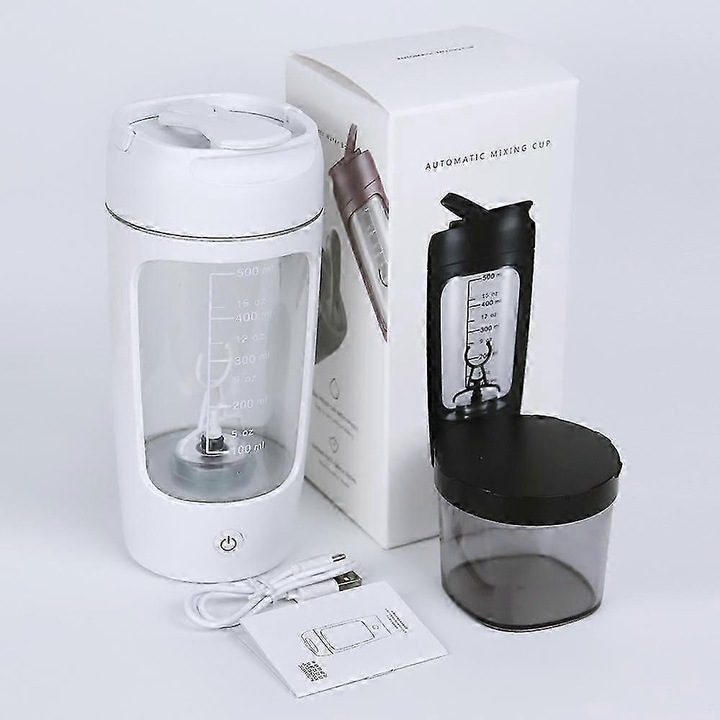 Shaker electric multifunctional, portabil, alb, 20x9x9cm