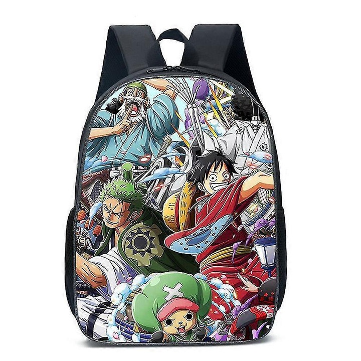 Ghiozdan copii One Piece, imprimat 3D, capacitate mare, usor, 29x16x42cm, multicolor