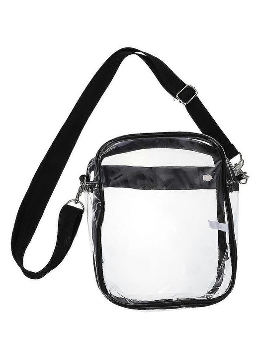 Geanta crossbody PVC transparent negru 20x15x4.6cm