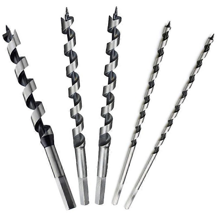 Set burghie lemn 6-14mm lungi 230mm argintiu 5 piese