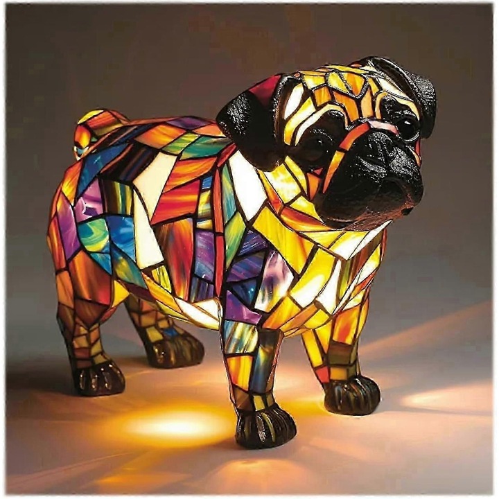 Veioza animala, statueta caine, LED, negru, 43cm