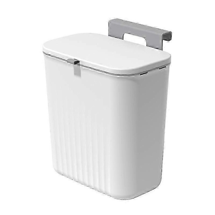 Cos de gunoi suspendat pentru bucatarie si baie alb 20x15x25cm