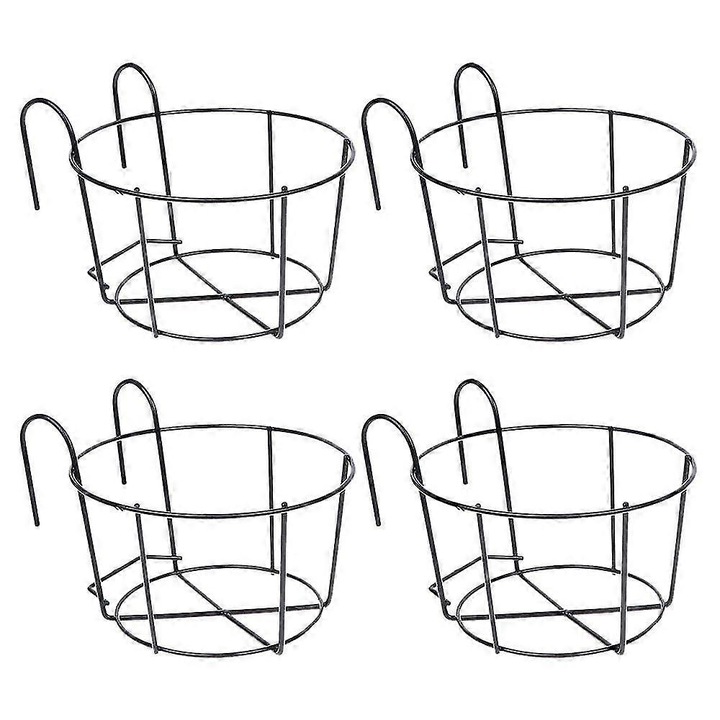 Suport flori balcon fier forjat negru 13x16x9cm