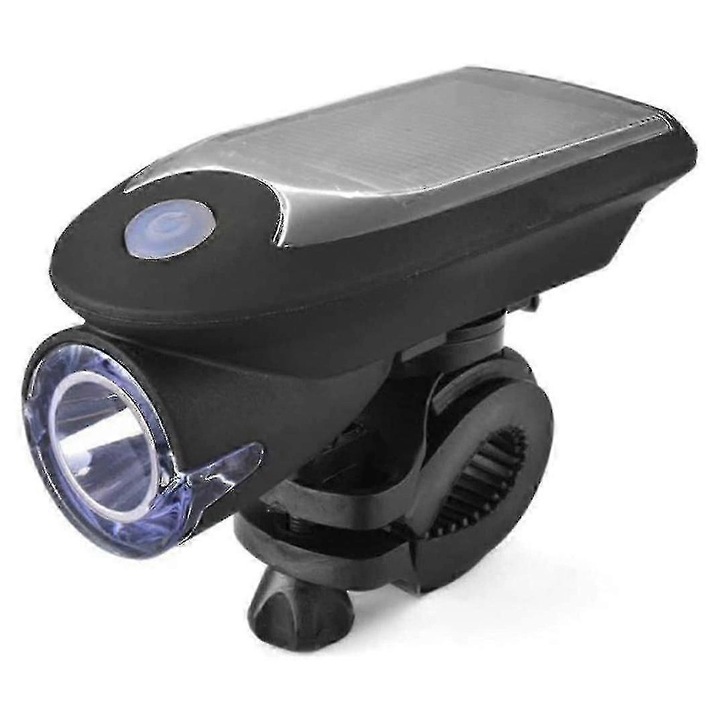 Set lumini bicicleta solar USB, fata si spate, rezistent la apa, reglabil, negru, universal