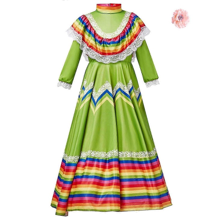 Rochie traditionala mexicana copii, multicolor, poliester, XS-L, 95-150cm