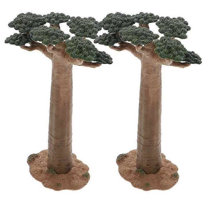 Set 2 modele copaci decorativi, PVC, maro deschis, 16x10.5x6cm