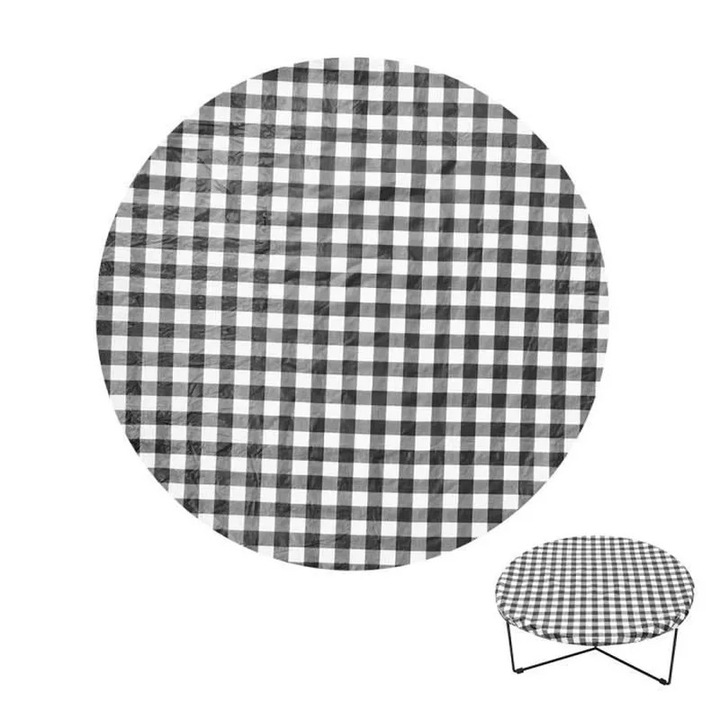 Kerek asztalterítő, PVC, fekete, 114x140cm