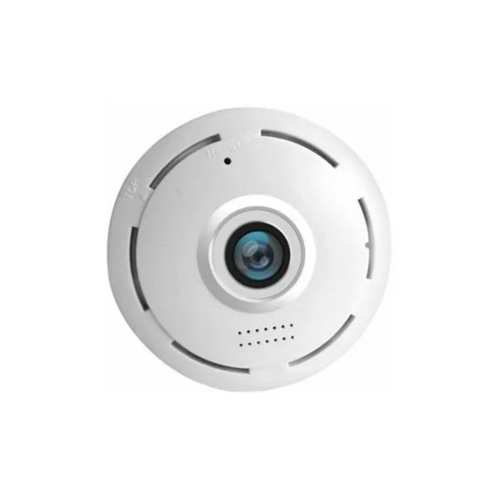 Mini camera panoramica Wifi 960p Fisheye 360 grade alb