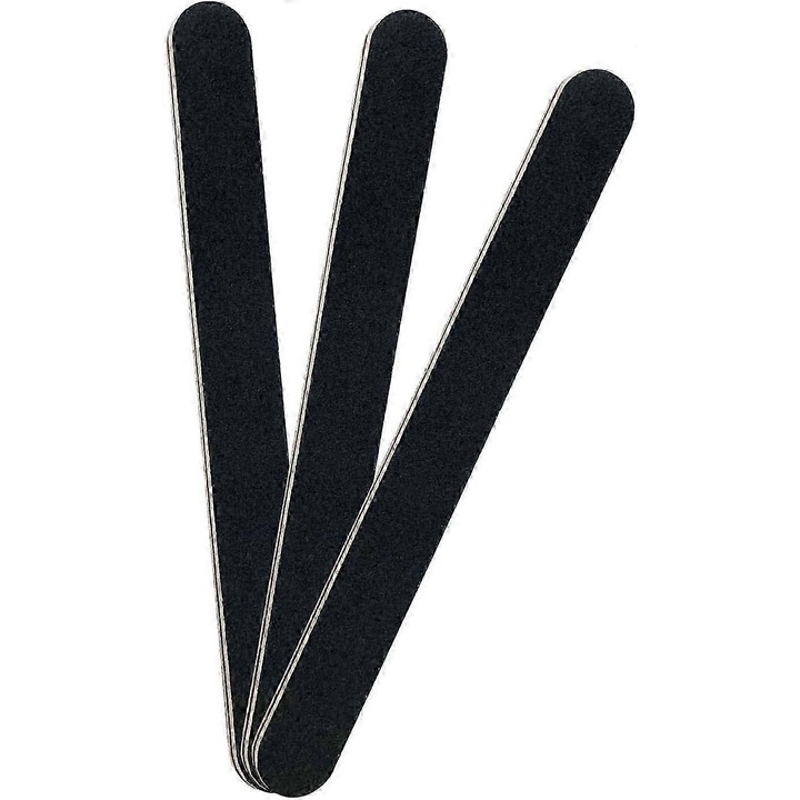 Set 3 pile unghii duble fata, 100/180 granulatie, negru, 17.9x1.9x0.4cm