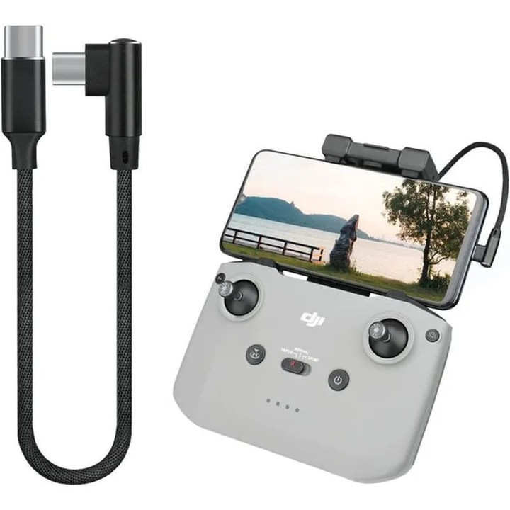Cablu USB C la Type C pentru telecomanda drone, unghi drept, nylon, pentru Mavic Air 2S Mini 2 Air 2, 20cm