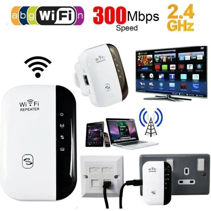Amplificator WiFi repetor semnal wireless 300M 802.11n-g-b