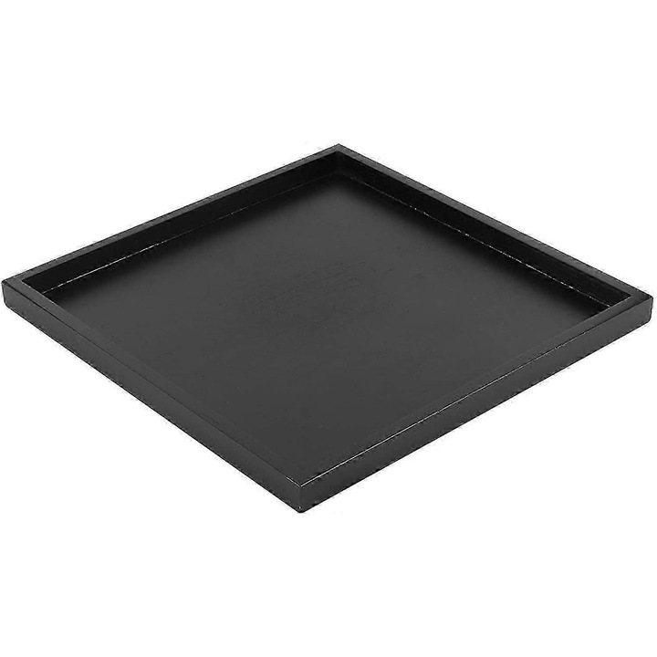 Tava servire patrata lemn natural, negru, 30x30cm
