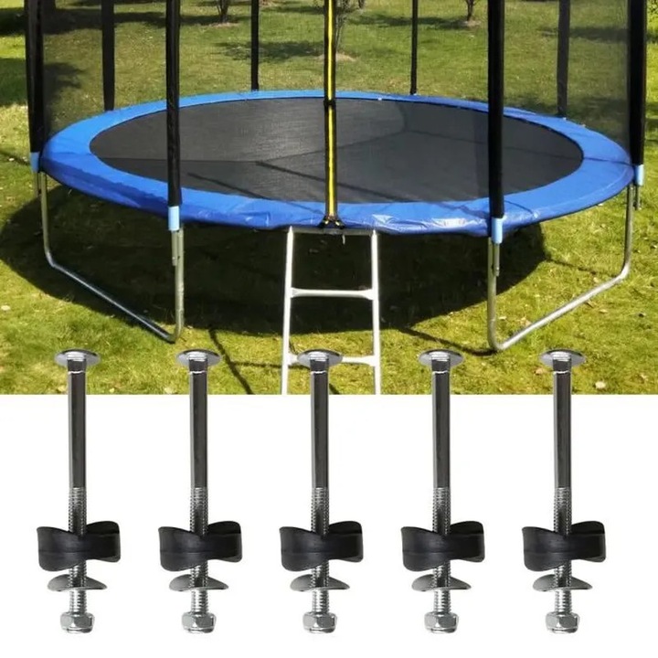 Set 10 suruburi pentru trampoline, fier, rezistente, 7.7x0.6x0.6cm