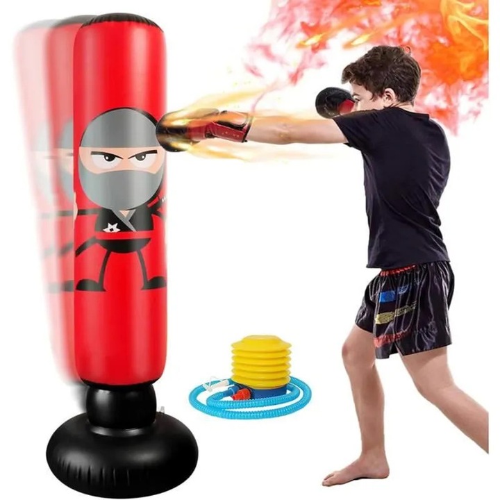 Felfújható boxzsák gyerekeknek 160cm PVC piros