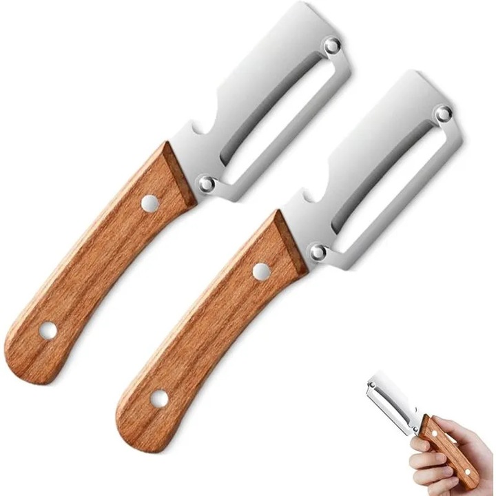 Set 2 curatatoare legume inox multifunctionale, argintiu