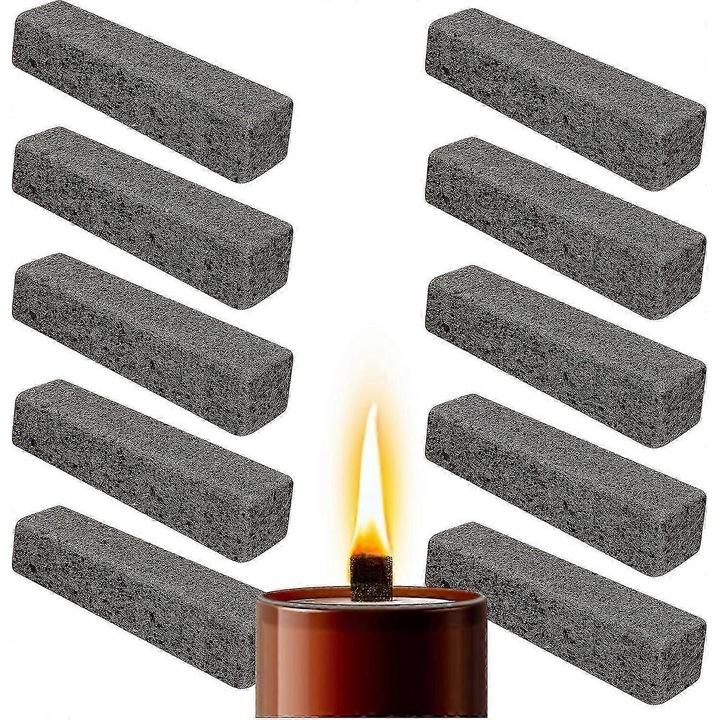 Set 10 fitile permanente lemn 2x2x10cm pentru lumanari exterior