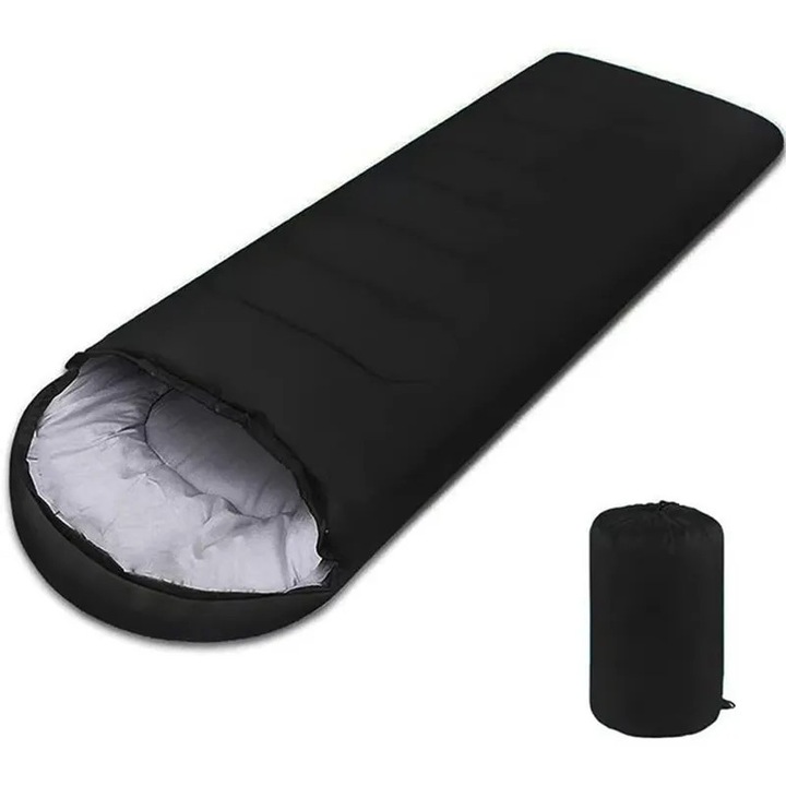 Sac de dormit trei sezoane pentru adulti, negru, 1 set