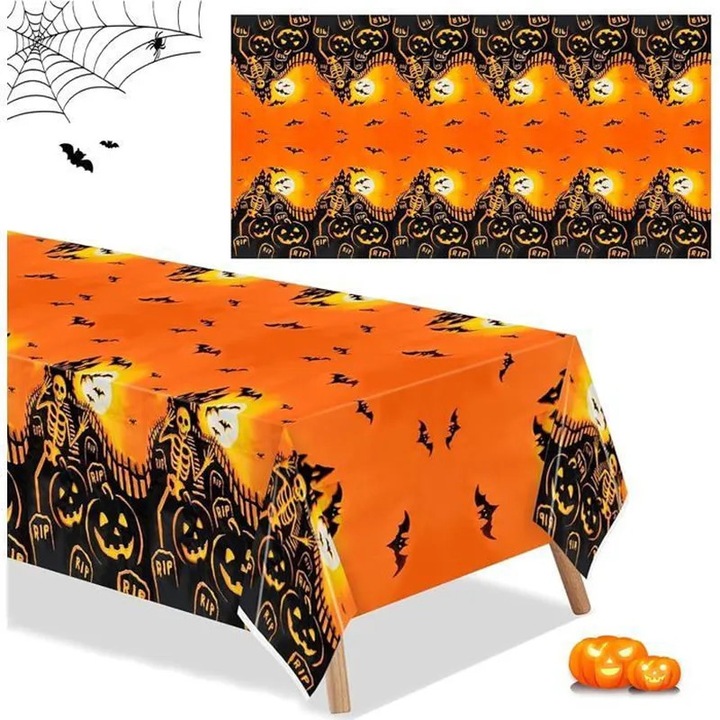 2 db vízálló Halloween asztalterítő, narancssárga, 137x274cm