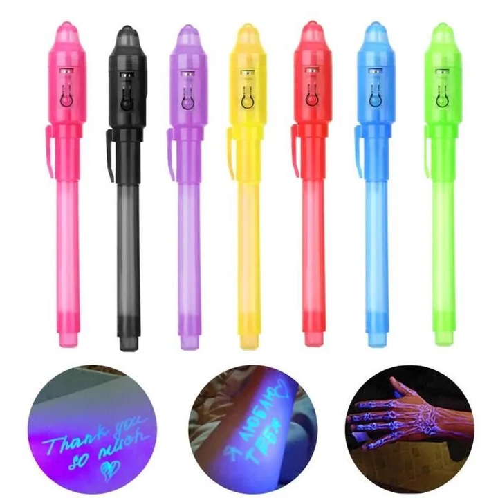 Set 7 creioane cu cerneala invizibila, multicolor, 7 piese