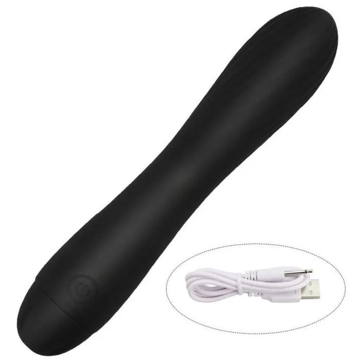 Vibrátor magic USB, stimulátor csikló és G-pont, fekete